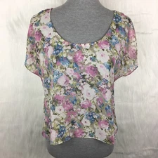 Soprano Medium Top Floral Lace Sheer Ivory Nordstrom Short Sleeve Pink