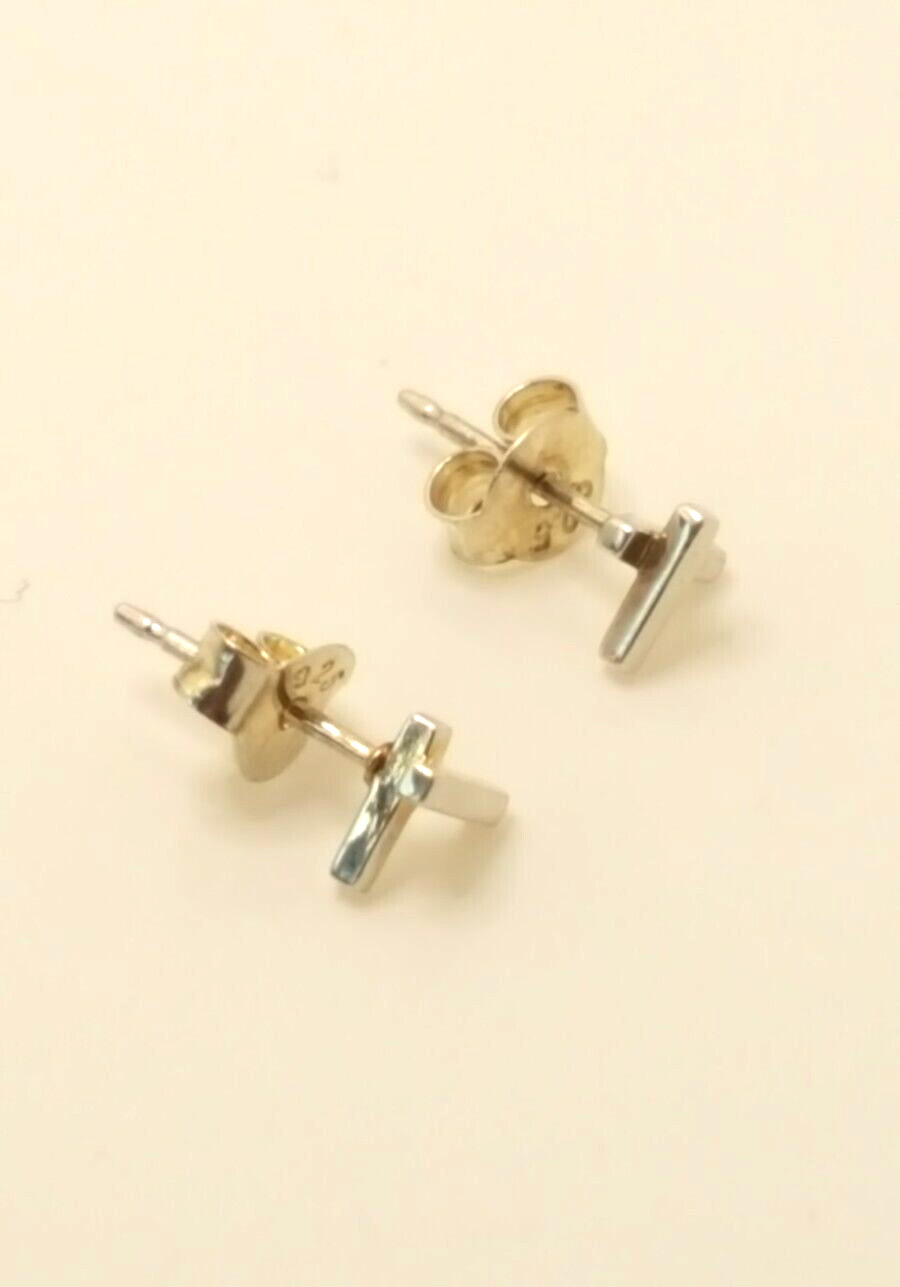 Gorgeous Solid Artistic Cross Stud Earrings 925 S… - image 5