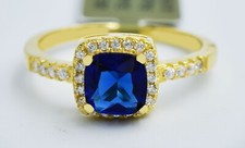 GENUINE 1.32 Cts BLUE WHITE SAPPHIRES RING .925 Sterling Silver - NEW WITH TAG