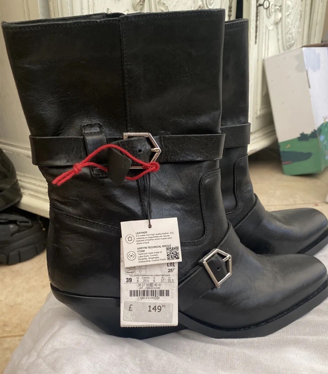 Zara SRPLS black leather boots size 6 RRP £149.99 BNWT image 3