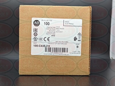 Allen Bradley 100-C43EJ10 43A 24V DC IEC Contactor 1 NO Aux NEW IN BOX USA