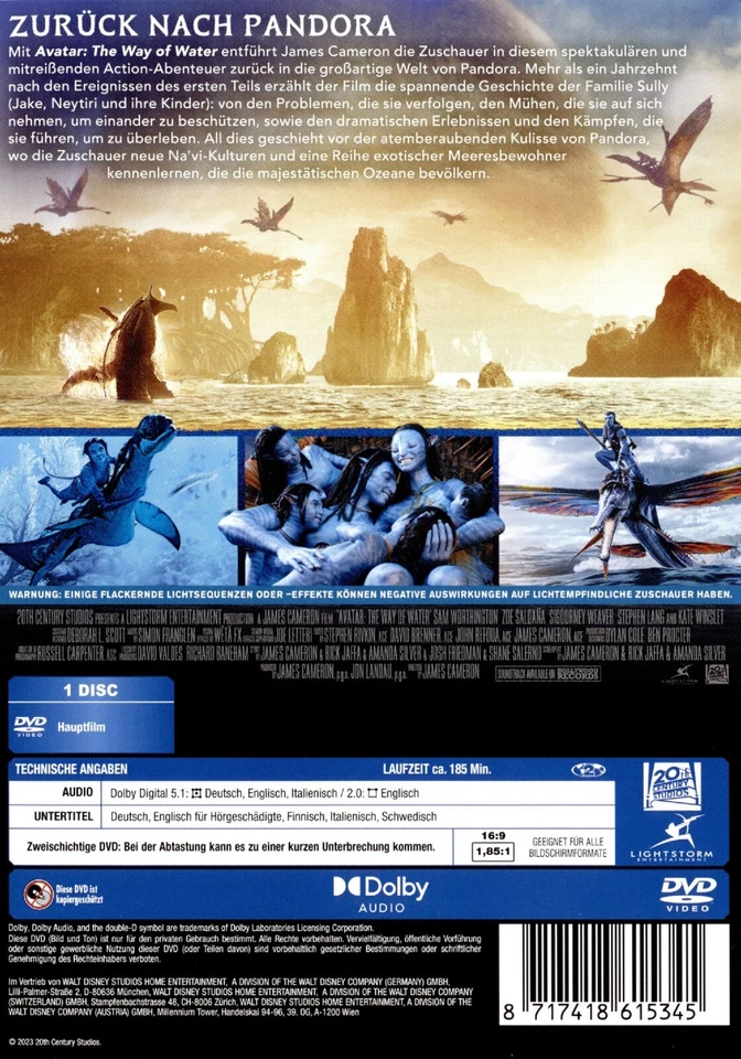 Avatar - Teil: 2 - The Way of Water (2023)[DVD/NEU/OVP] von James Cameron - Bild 2 von 4