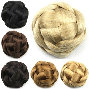 Women Chignon Braided Hair Clip In Bun Synthetic Hairpieces