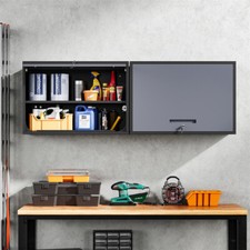 Gabinete de metal montado en la pared con estantes ajustables, gabinete de garaje colgante en la pared