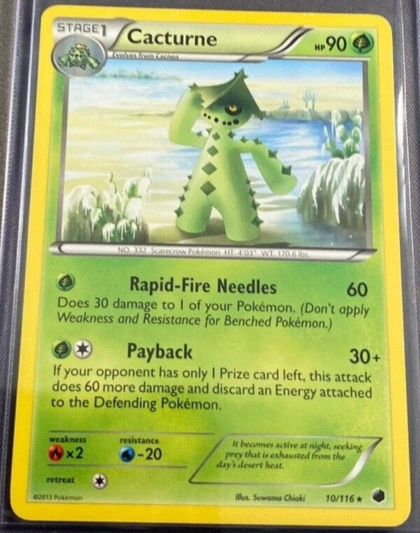 Cacturne 10/116 Non-Holo Plasma Freeze Pokemon Card ~ Played