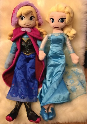 Disney Collection Elsa & Anna Princess Plush 18â Dolls Frozen Set of 2 CLEAN | eBay