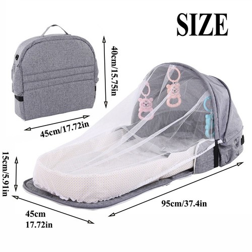 Portable Mummy Bag Baby Travel Bed Backpack w/ Mosquito Nets Diaper Pad Foldable - Picture 2 of 17