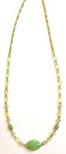 Original Light Green Glass  Acrylic Bead Necklace, Barrel Clasp, 22"