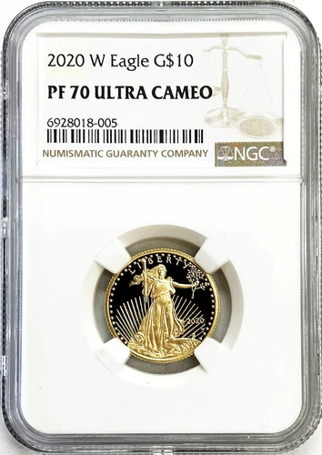 2020 W GOLD US $10 DOLLAR PROOF AMERICAN EAGLE 1/4 OZ COIN NGC PF 70 UC