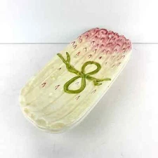 Ceramic Italian Asparagus Serving Dish Tray Set of 2