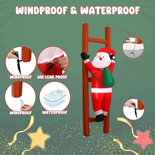 6FT Hanging Christmas Inflatables Decorations, Inflatable Santa Claus