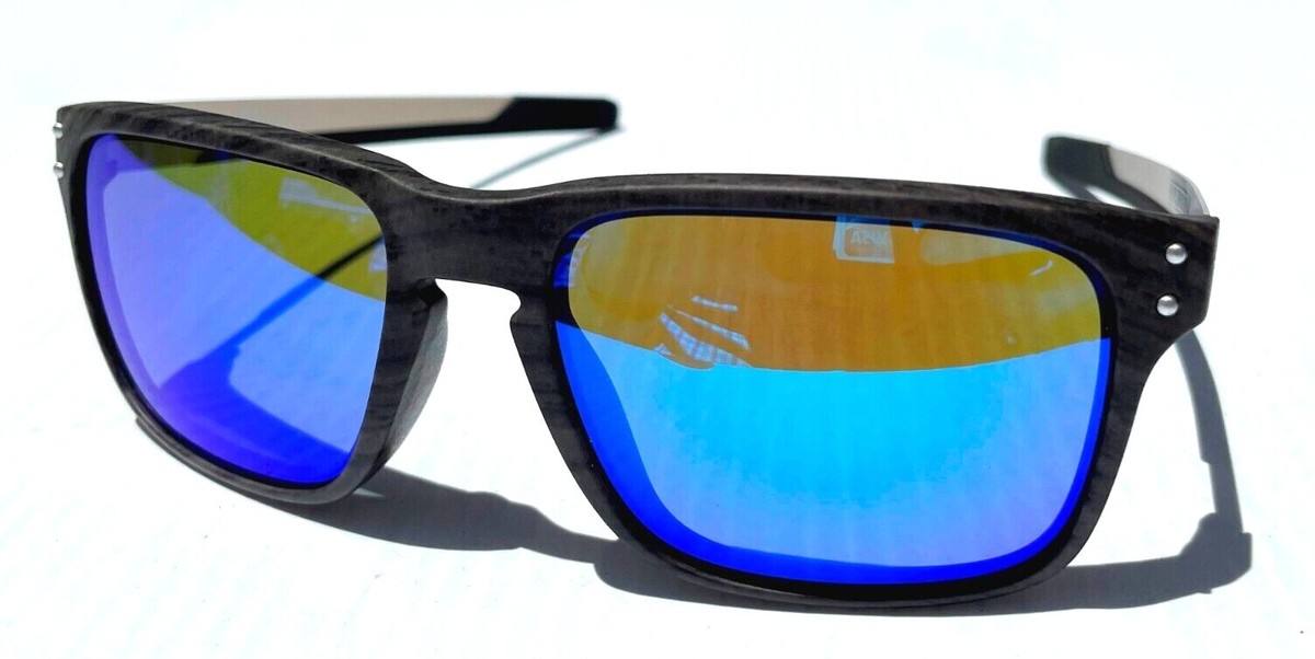 NEW Oakley HOLBROOK MIX Woodgrain w POLARIZED Galaxy BLUE Lens