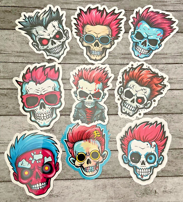 Punk Rock Skull Die Cut Stickers Set Laptop Sticker WaterBottle