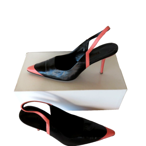 Narciso Rodriguez Talla 38.5B EE. UU. 7.5 Cuero Tacones Sandalias Tacones de aguja Negro Pi - Imagen 3 de 15