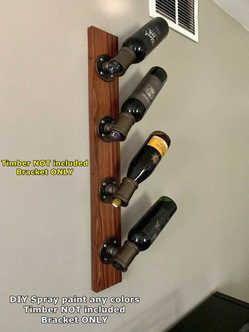 DIY Industrial Pipe Wall Mounted Wine Beer Rack Holder Bracket