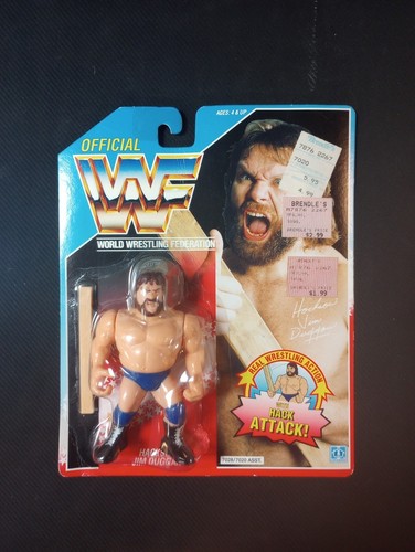 Hasbro WWF Hacksaw Jim Duggan Figure 1990 W 2X4 Ha...