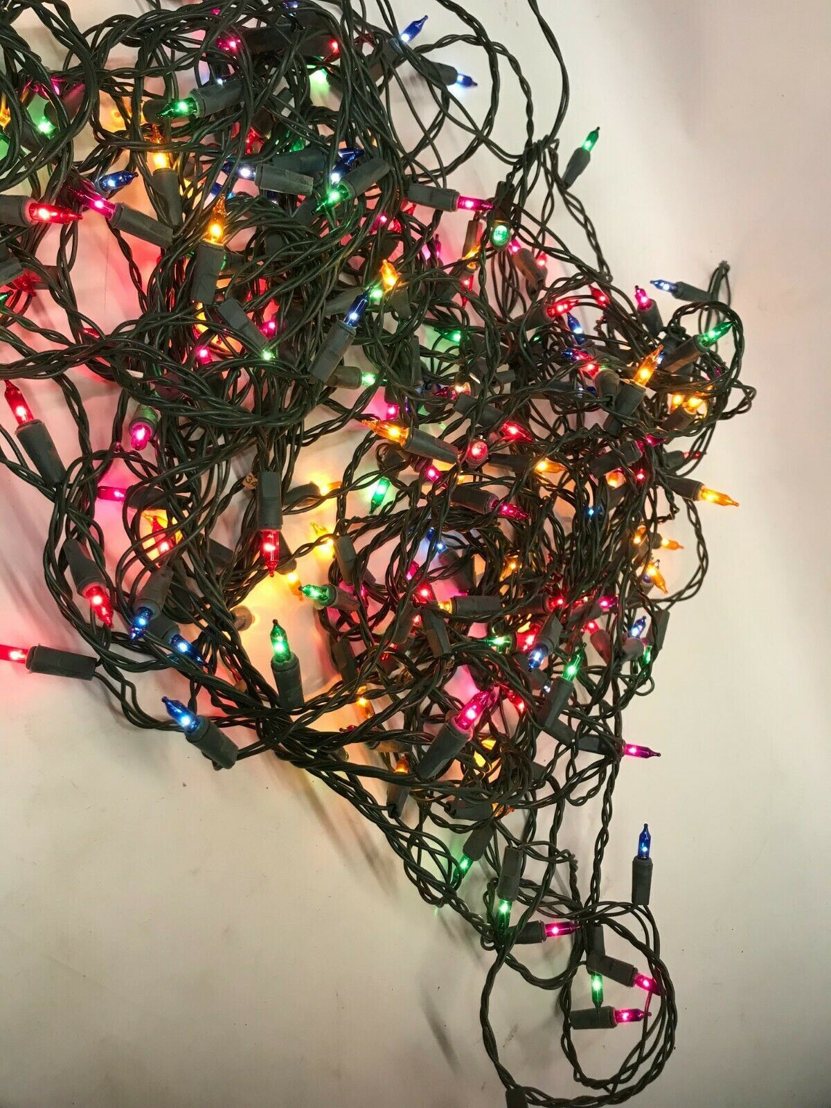 2 pack 100 Multi Color Compact Mini Christmas Lights 50ft - Green Wire