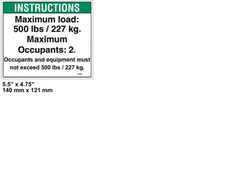 FOR GENIE NOTICE MAX LOAD 500 LBS DECAL 37052, 37052GT