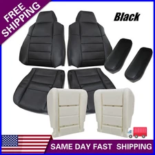 For 2002 2003 2004 2005 2006 2007 Ford F250 F350 Front Leather Seat Cover -Black
