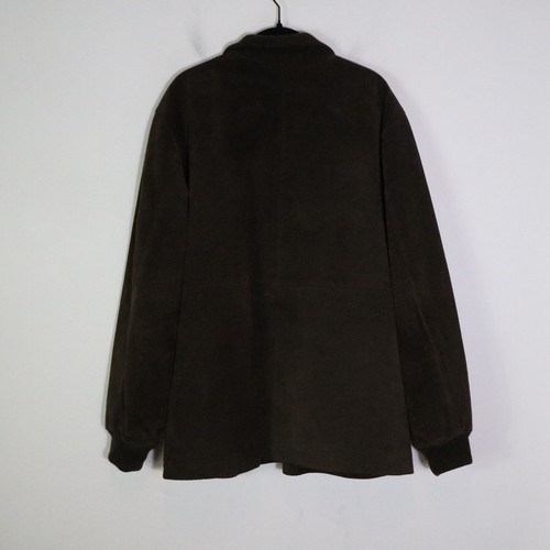 Vintage Y2K 2001 Old Navy Mens Chocolate Brown Suede Jacket Large Bomber Grunge - Picture 10 of 10