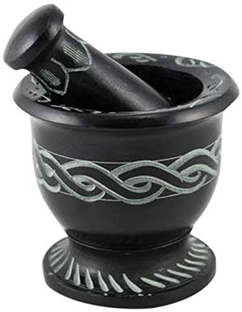 Celtic Knot Mortar & Pestle Set 3" Diameter & 2.5" High by New Age Imports, Inc