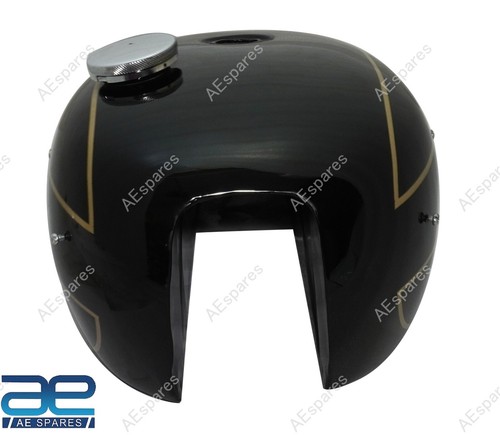 For Triumph T140 Black Painted Petrol Tank With Chrome Cap & Tap - Bild 4 von 8