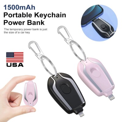 Portable Mini Keychain Power Bank 1500mAh Battery f/ iPhone