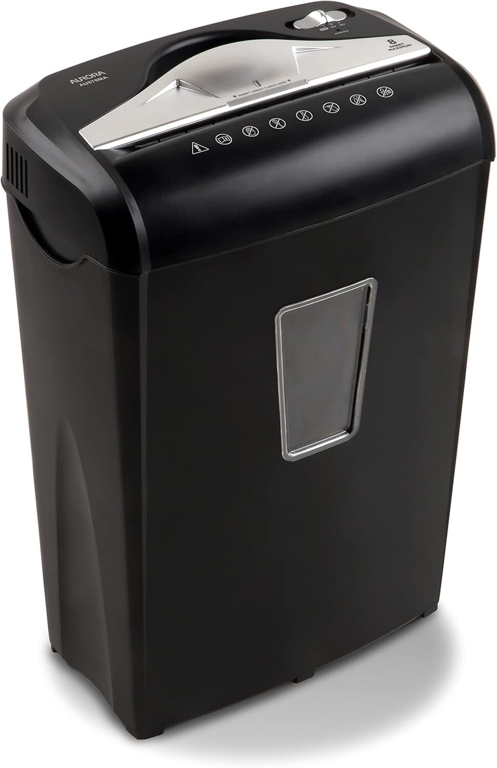 Efficient 8-Sheet Micro-Cut Shredder: Paper & Credit Card Security Solution