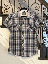 Buffalo David Bitton Men’s Short Sleeve Button Down Plaid Shirt Size M