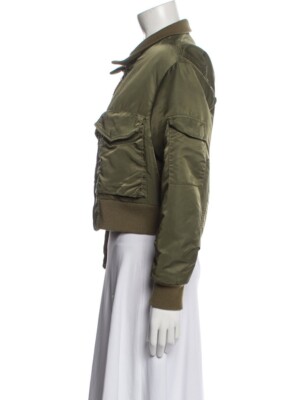 NILI LOTAN McGuire Nylon Bomber Jacket Size XS Army Green HTF! | eBay