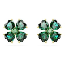 Swarovski Idillia Orecchini a perno quadrifoglio, verde, placcato oro 5666236