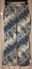Thrift Store Find Girls Unbranded Blue Floral Hippy Bell Bottom Pants W22 L21