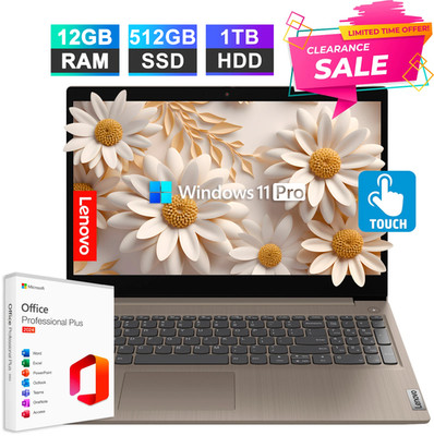 Lenovo IdeaPad 3i Laptop 15.6'' Touch Intel i5 12GB RAM 512GB SSD+1TB HDD Win Pro