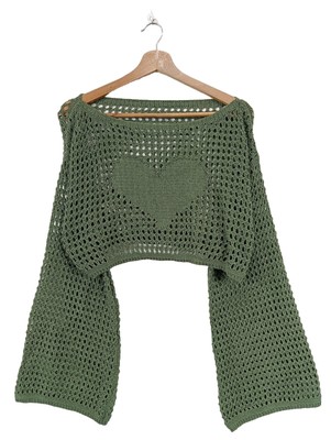 CIDER Häkelpullover Damen Pullover Gr. DE 40 khaki Casual-Look