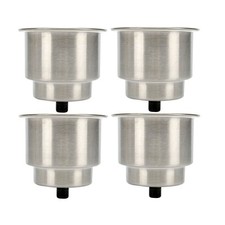 Amarine Made 4pcs Stainless Steel Cup Drink Holder with Drain for Marine Boat RV