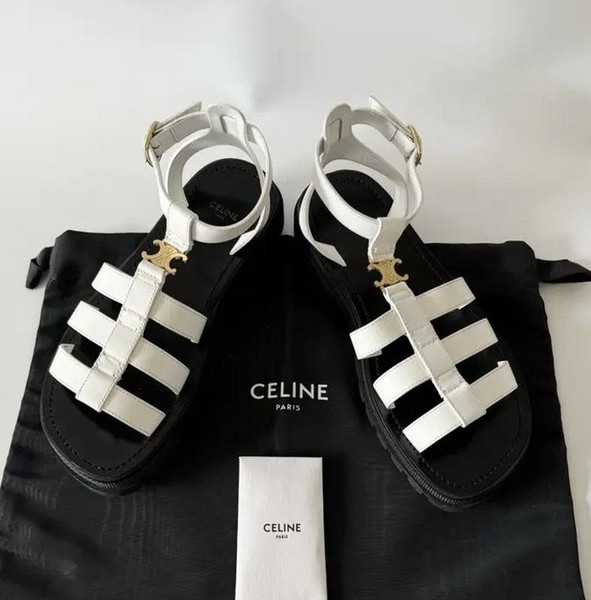 Women Celine Heels White Leather 41