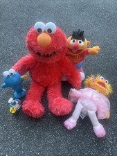 Vintage Sesame Street Plush Toy Figure Lot Of 5 - BAB Elmo, Hokie Pokie, Zoe