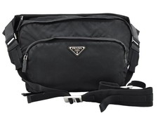 Autentica borsa a tracolla PRADA in pelle di nylon nera AC554