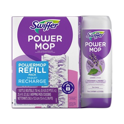 Swiffer PowerMop Mopping Pad and Floor Cleaning Solution Kit Lavender Scent