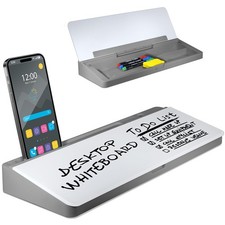 Desktop Whiteboard - Glass Dry Erase White Board - Desk 1"W x 1"H, Grey