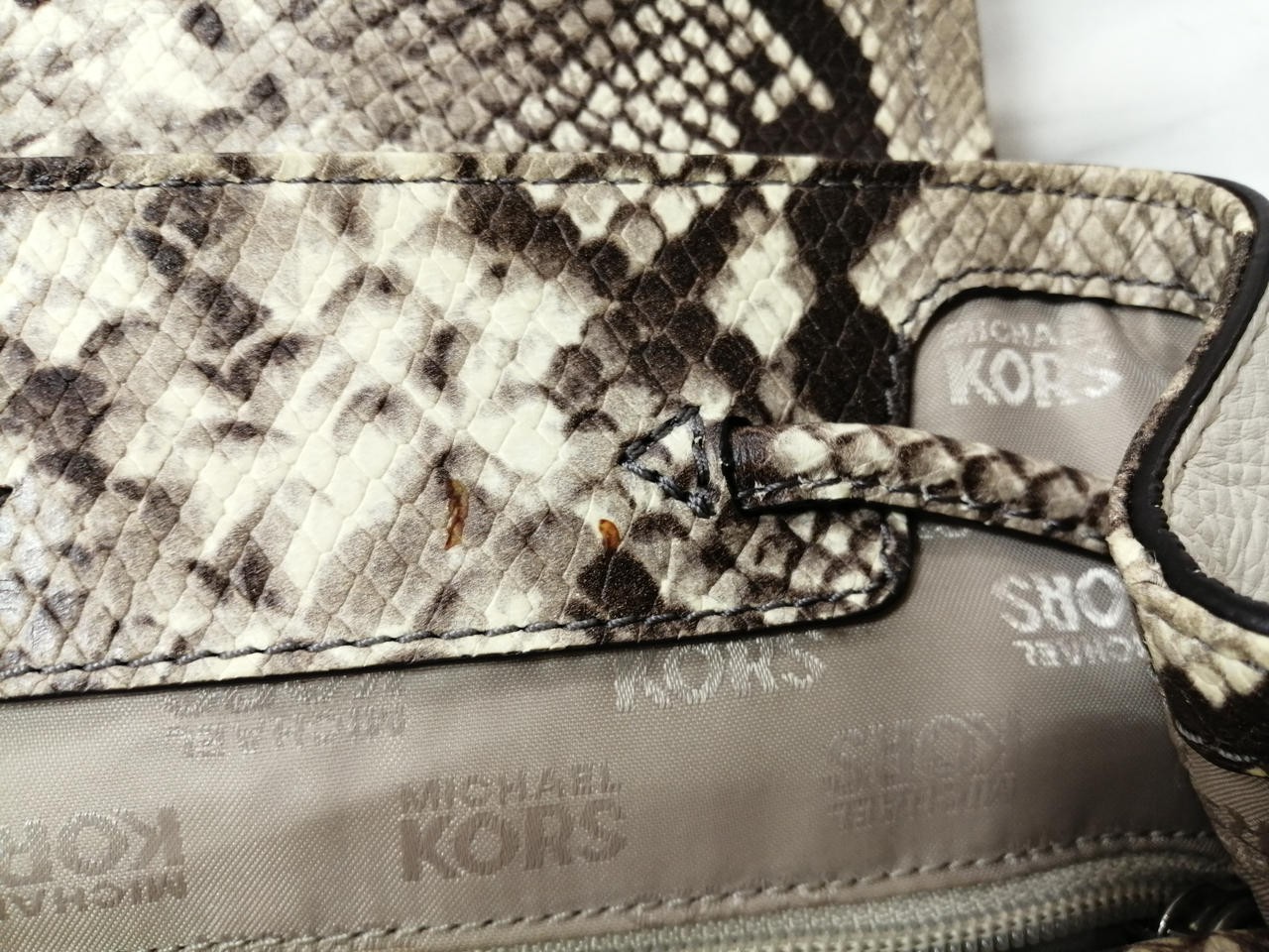 Python Embossed Mini Backpack Michael Kors White … - image 13