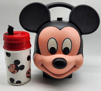 Vintage Aladdin Disney Mickey Mouse Head Lunch Box With Original Thermos
