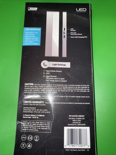 Feit Battery Operated Rechargeable LED Motion Sensor White - Picture 2 of 4
