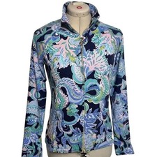Lilly Pulitzer Luxletic Jacket Full Zip Performance Shirt Coastal Gym Medium