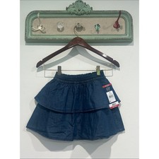 GAP Dark Blue Girls Tiered Denim Skirt skort with shorts medium 7/8 new