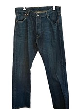 Levi's 501 Series Men's Dark Wash Blue Denim Straight Jeans Button Fly