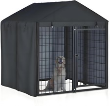 Outdoor Dog Kennel Cover,Full Coverage for 4'Dx4.3'Wx4.5'H Dog Cages,600D Hea...
