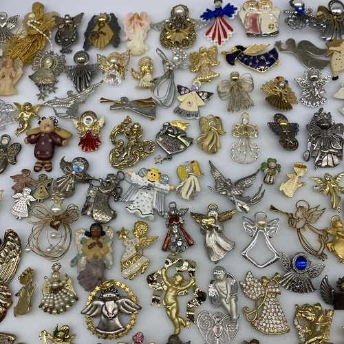 Huge Lot 100 Vintage ANGEL BROOCH Pins Brooches Rhinestone Costume Jewelry