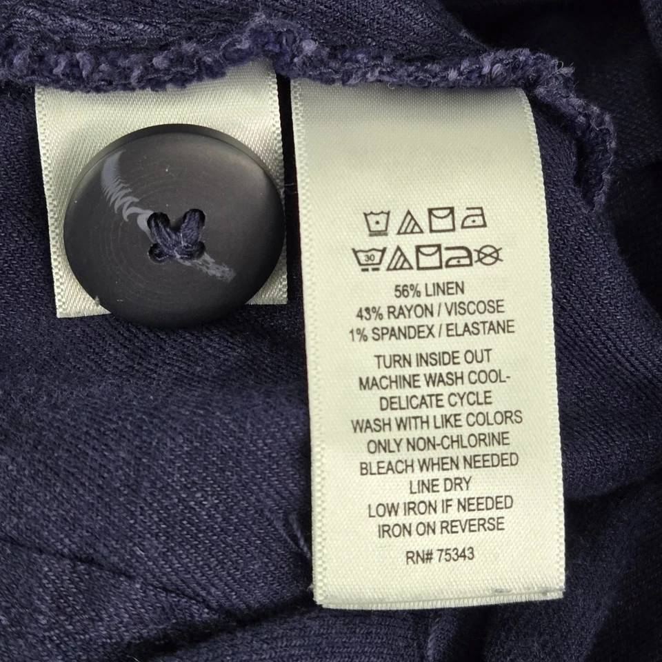 Pantalones de mujer Nicole Miller 8 azul lino rayón cremallera 26" entrepierna pierna ancha Foto 3 de 4