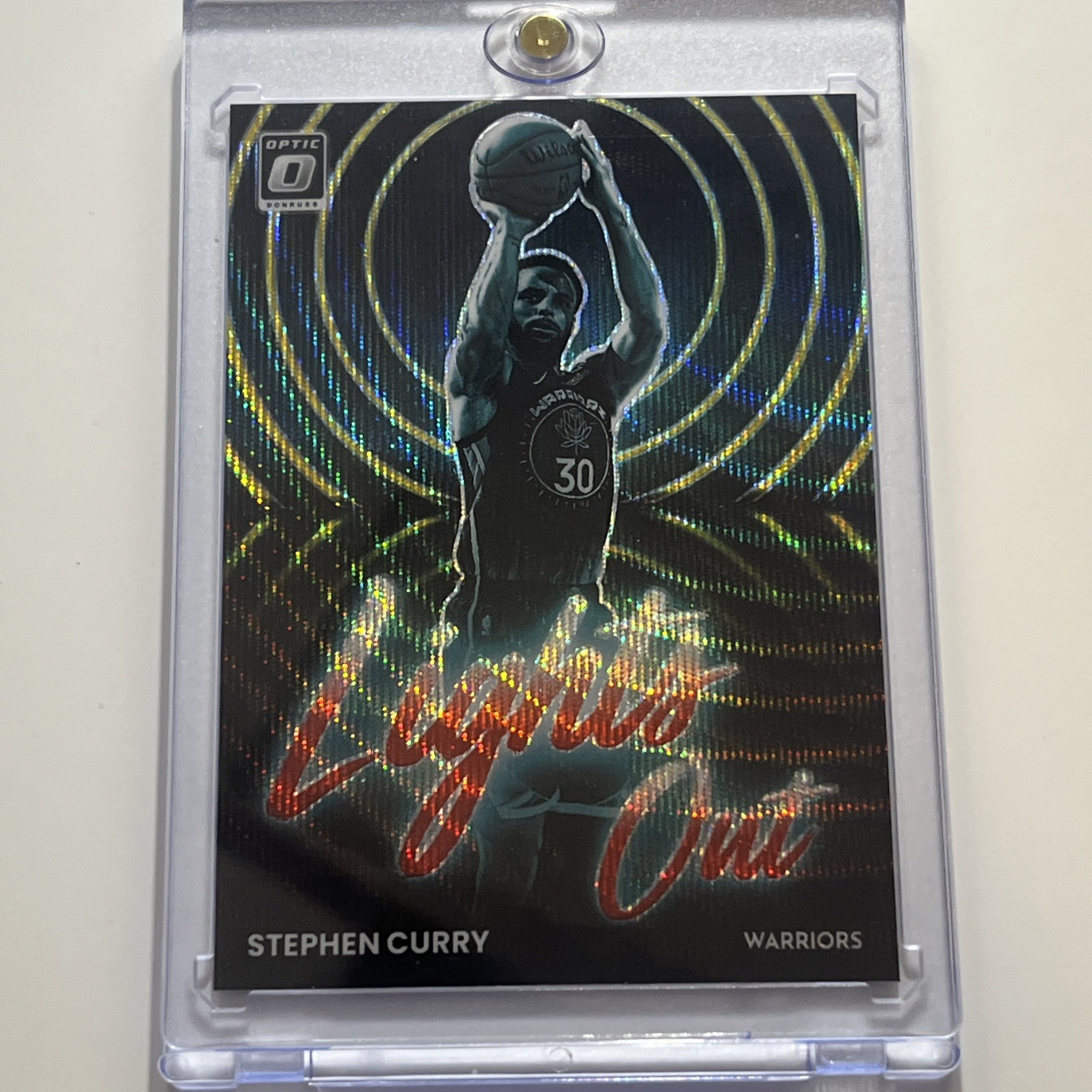 2022-23 Donruss Optic #13 Stephen Curry Lights Out Red / Gold Wave /99